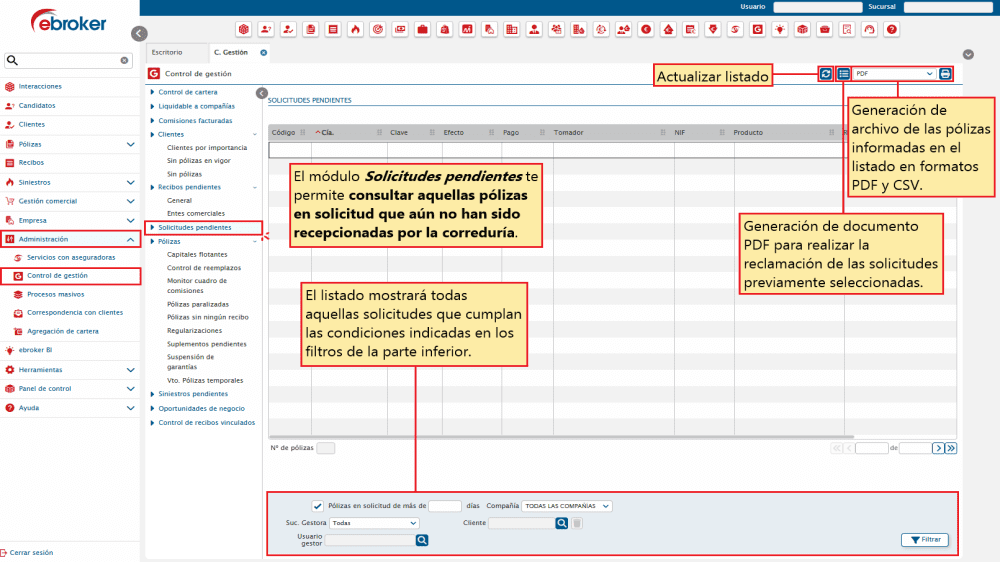 776. Control de gestión – Solicitudes pendientes