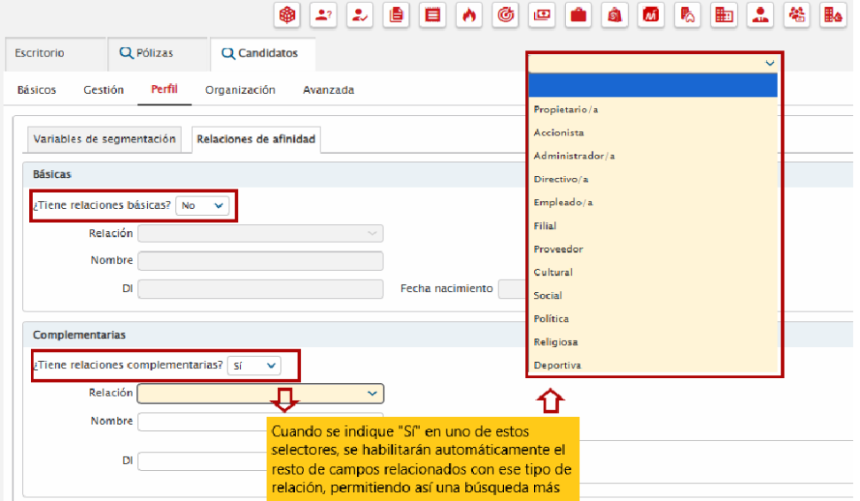 785. Candidatos – Buscar sin relaciones básicas o relaciones complementarias.